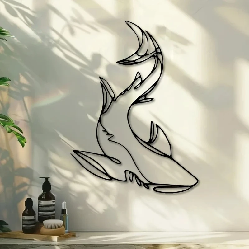 Gaming Home Accessories - Art Deco Single Line Shark Metal