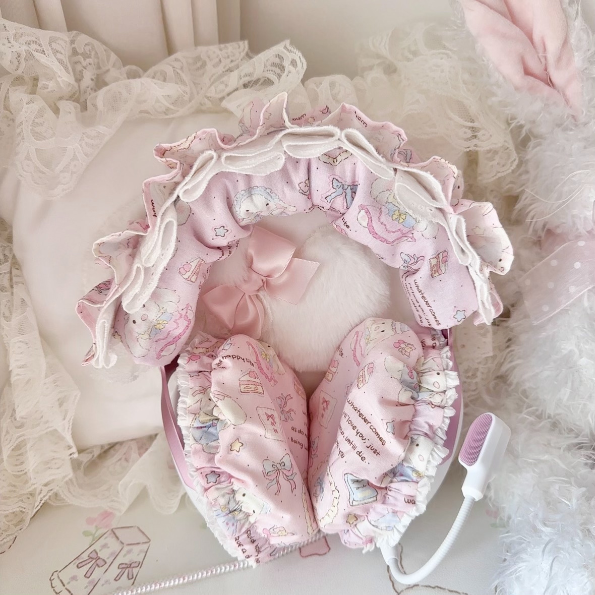 Gaming Home Accessories - Ruffled Edge Lace Head Mounted Headphone